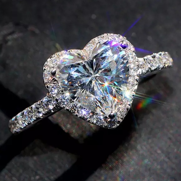 Fashion Jewelry Jewelry - Heart ring diamond crystal rhinestone luxe shaped sparkly silver y2k luxury